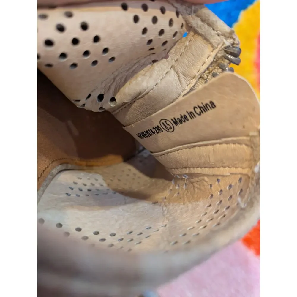 Not Rated Taupe high wedge sandal with zipper Size 8.5
